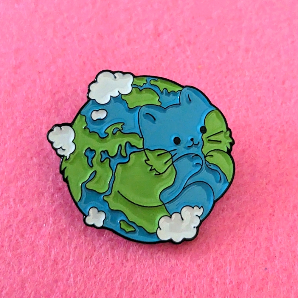 Earth Kitty Pin - Cat Planet